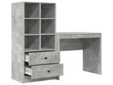Desk with Drawer with Shelf with Storage 2 pcs Concrete Grey 3337308