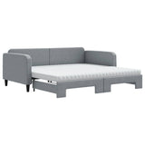 Daybed with Trundle and Mattresses Light Grey 90x190 cm Fabric 3196887