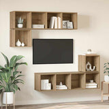 TV Cabinet Set Wall-mounted 4 pcs Artisan Oak Engineered Wood 3393128