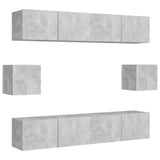 6 Piece TV Cabinet Set Concrete Grey Engineered Wood 3079103
