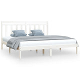 Bed Frame without Mattress White 200x200 cm Solid Wood 3105271