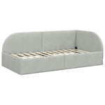 Corner Bed Frame with Headboard Light grey 90 x 200 cm Velvet 42016646