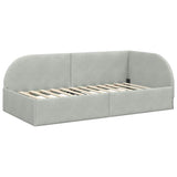 Corner Bed Frame with Headboard Light grey 90 x 200 cm Velvet 42016646