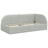 Corner Bed Frame Light Grey 80 cm x 200 cm Velvet 42016626