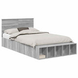 Bed Frame with Shelf Grey Sonoma 120 x 200 cm Engineered Wood 3408394
