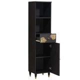 Bathroom Cabinet Black 38 x 33 x 160 cm Solid Mango Wood 4018830