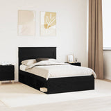 Bed Frame with Headboard Black 135 x 190 cm Solid Pine Wood 3409768