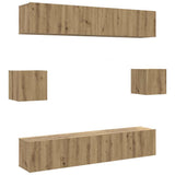 6 Piece TV Cabinet Set Wall-mounted Artisan Oak Engineered Wood 3328990