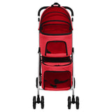 2-Layers Folding Dog Stroller Red 83x48x97 cm Oxford Fabric 172206