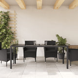 Garden Table with Glass Top Black 190x90x75 cm Poly Rattan 365537