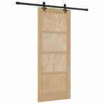 Sliding Door Manual Natural and black 83 x 202 cm 3333504