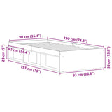 Bed Frame without Mattress Grey Sonoma 90x190 cm Single 3203843