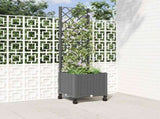 Garden Planter with Trellis&Wheels Light Grey 40 x 40 x 146 cm 3422922