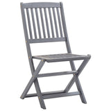 Outdoor Chair Set of 2 Grey Solid Acacia wood Medium Foldable 46335