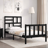 Bed Frame without Mattress Black Small Single Solid Wood Pine 3193040