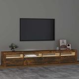 TV Cabinet with LED Lights Smoked Oak 240x35x40 cm 3152727