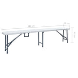 Patio Bench Set of 2 White, Black Steel, HDPE Large Foldable 48830