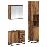 Bathroom Furniture Set with Door 3 pcs Old Wood Engineered Wood 3402533