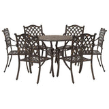 Garden Dining Set 7 pcs Bronze Aluminium 3334696