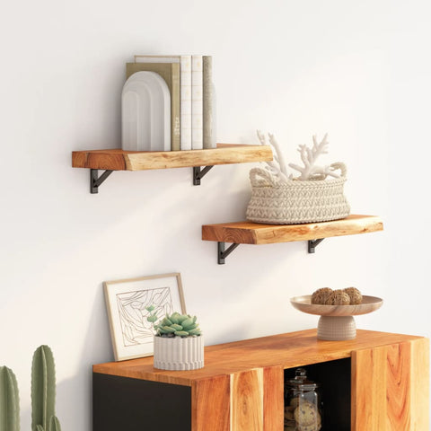 ZNTS Wall Shelf 60x30x2.5 cm Rectangular Solid Wood Acacia Live Edge 370236