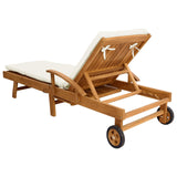 Sun Lounger Folding 1-person Brown and Cream Solid Teak Wood 42032670