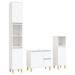 ZNTS 3 Piece Bathroom Cabinet Set White Engineered Wood 3185535