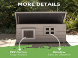 Wooden Outdoor Cat House, Elevated Cat Shelter Kennel, Pet Play House with Openable Top, Asphalt T3398P551673