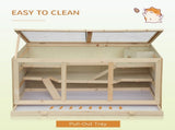 Wooden Hamster Cage, Small Animals Hutch with Tray, Openable Top, Exercise Play House Pen, 115L x T3398P349833