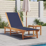 Sun Lounger with Table Blue Solid Wood Acacia and Textilene 4008418