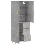 Highboard Concrete Grey 69.5x34x180 cm Engineered Wood 3196007