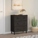 Side Cabinet Black 60x33x75 cm Solid Wood Mango 356822