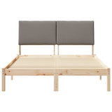 Bed frame Brown and taupe 140 x 190 cm Solid pine wood 878757