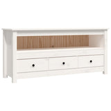 TV Cabinet White 114x35x52 cm Solid Wood Pine 821503