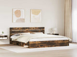 Bed Frame Smoked Oak 180 x 200 cm Solid Pine Wood 3411716