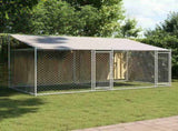 Dog Cage with Roof and Doors Grey 4x2x2 m Galvanised Steel 3209563