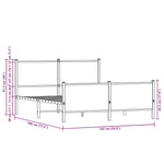Metal Bed Frame without Mattress Brown Oak 137x190 cm 4007782