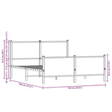 Metal Bed Frame without Mattress Brown Oak 137x190 cm 4007782