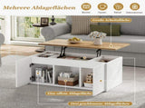95 x 46 x 45 cm height-adjustable coffee table features two cabinet doors .White with natural wood N605P453407W