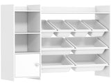 Toy Storage Unit with 8 Removable Bins, Storage Shelves, Cabinet, White T3398P421972