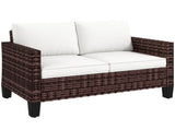 Two-Seater Rattan Outdoor Sofa - Brown T3398P328397