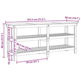 Work Bench with Shelf with Storage Wax Brown Solid Pine Wood 858259