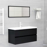 Sink Cabinet with Built-in Basin Black Engineered Wood 3071559