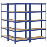 3 Piece 5-Layer Shelves Set Blue Steel&Engineered Wood 3307626