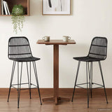 Bar Stool 2 pcs Black 44 x 55 x 109 cm Rattan and Steel 42033211