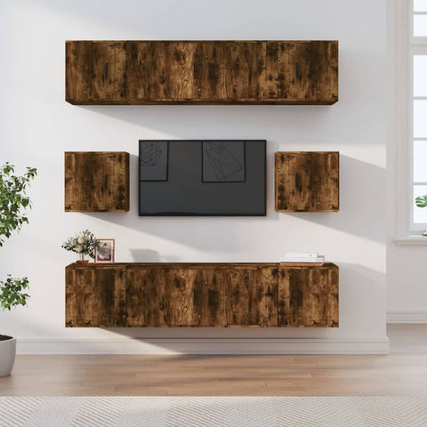 8 Piece TV Cabinet Set Smoked Oak Engineered Wood 3188675