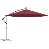Cantilever Garden Parasol with LED Lights Bordeaux Red 350 cm 313782