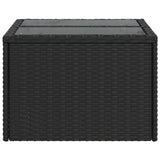 Garden Table Black PE Rattan, Powder-Coated Steel, Tempered Glass 365969