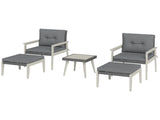 Five-Piece Rattan Patio Set, with Wood-Top Table - Grey T3398P377533