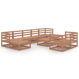 ZNTS 10 Piece Garden Lounge Set Honey Brown Solid Pinewood 3078142