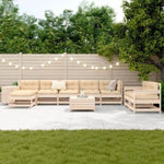 ZNTS 10 Piece Garden Sofa Set Solid Wood Pine 3250636